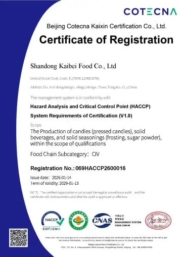 HACCP certificate
